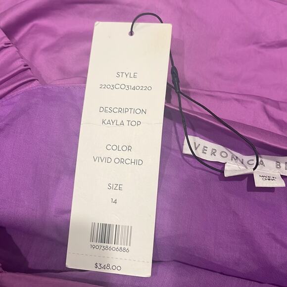Veronica Beard Kayla Top Vivid Orchid Size 14 NEW - Picture 8 of 9